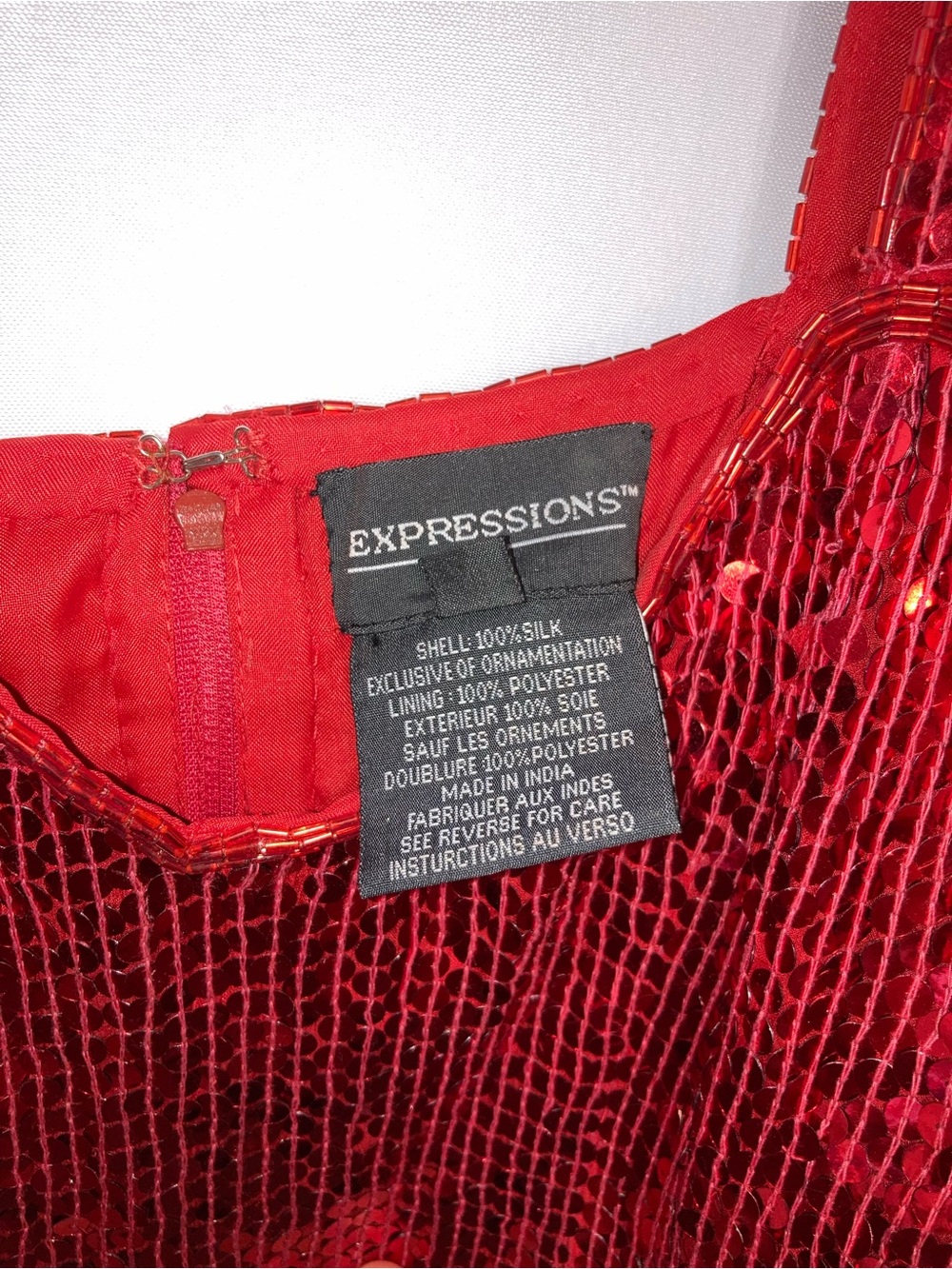 Expressions Red Sequin Strapless Slip Gown - Picture 5 of 7